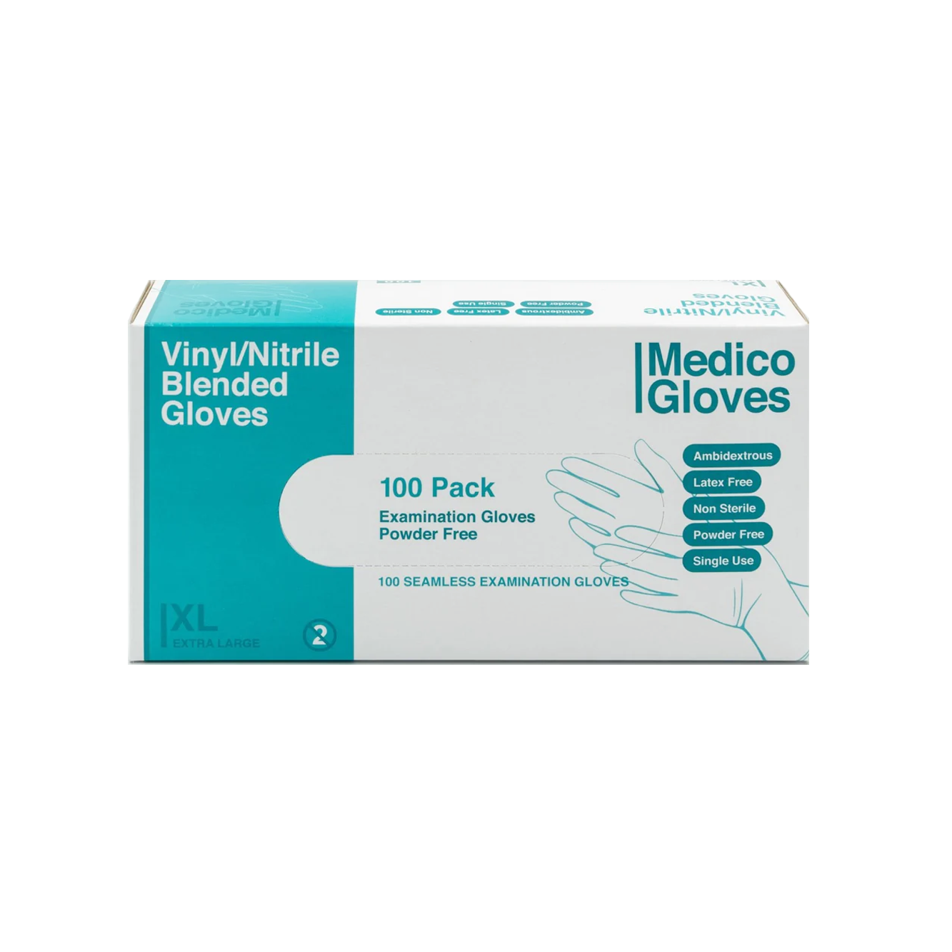 Medico Blue Vinyl/Nitrile Blended Gloves XLarge - Box 100