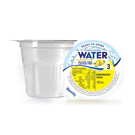 Precise Lemon Lime Water Moderately Thick/Level 3 185ml Dysphagia RTD - Ctn 12