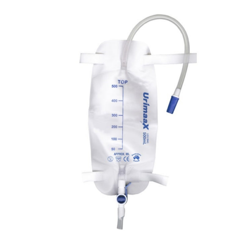 Urimaax Drainage Leg Bag 500ml 10cm Tube Sterile - Each