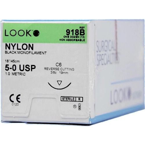 Look Nylon Suture 5-0 19mm 45cm Black - Box 12