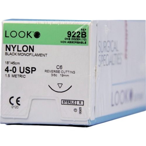 Look Nylon Suture 4-0 19mm 45cm Black - Box 12
