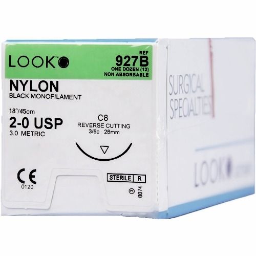 Look Nylon Suture 2-0 26mm 45cm Black - Box 12