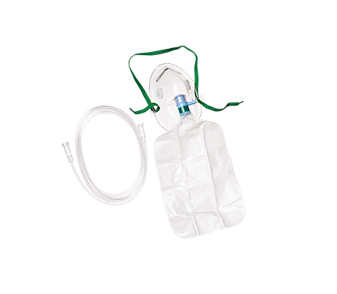 Oxygen Mask Adult w/ Non-Rebreathing Bag + Tubing 2.1m