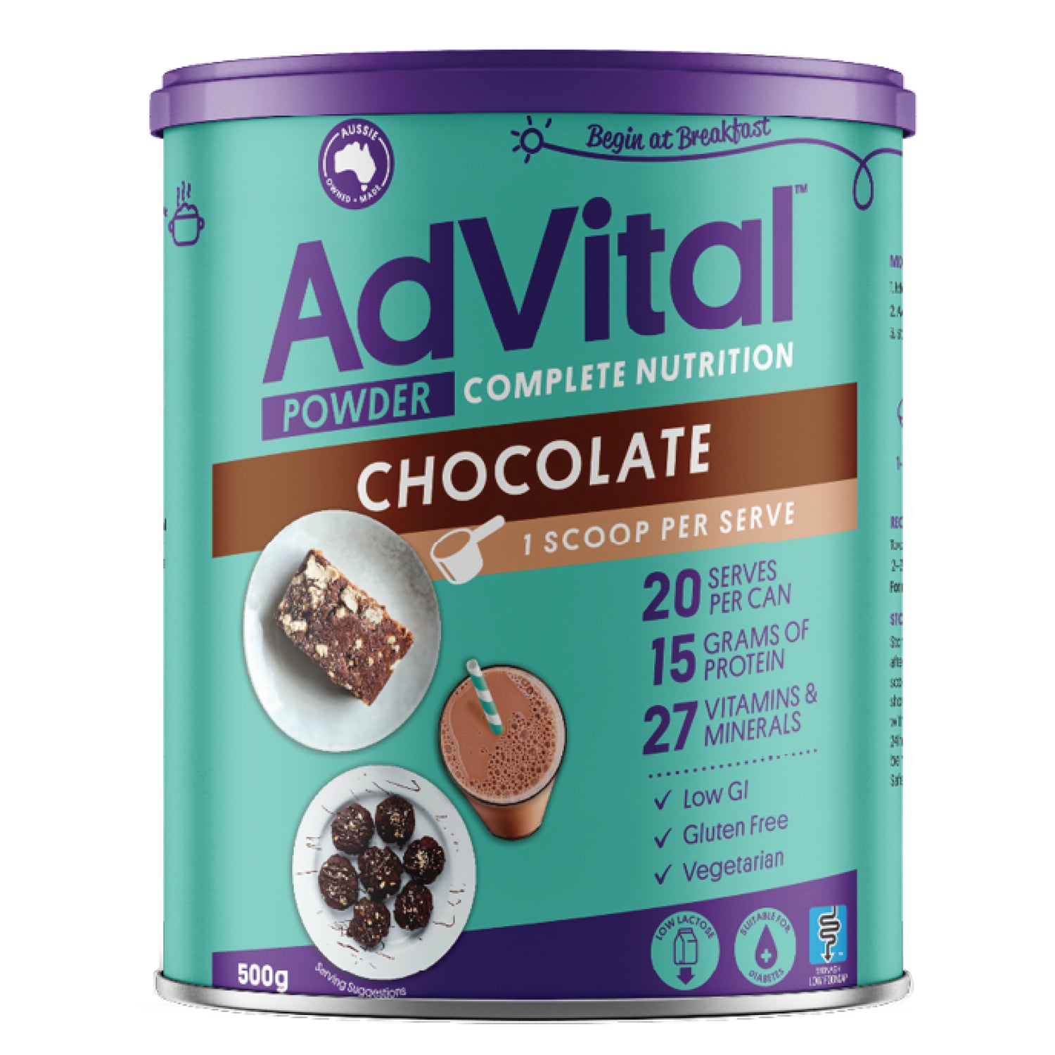 Flavour Creations AdVital Chocolate Powder 500g - Each