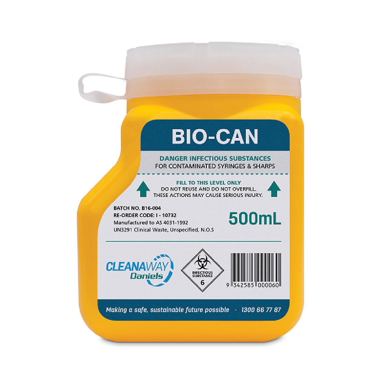BIO-CAN 750ml w/ Screw Cap Sharps Container