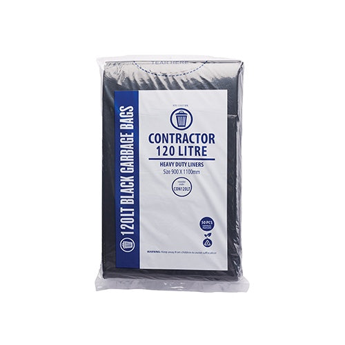 Garbage Bag 120L Black Heavy Duty - Ctn 200
