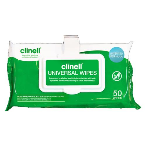 Clinell Universal Wipes Clip Pack - Pkt 50