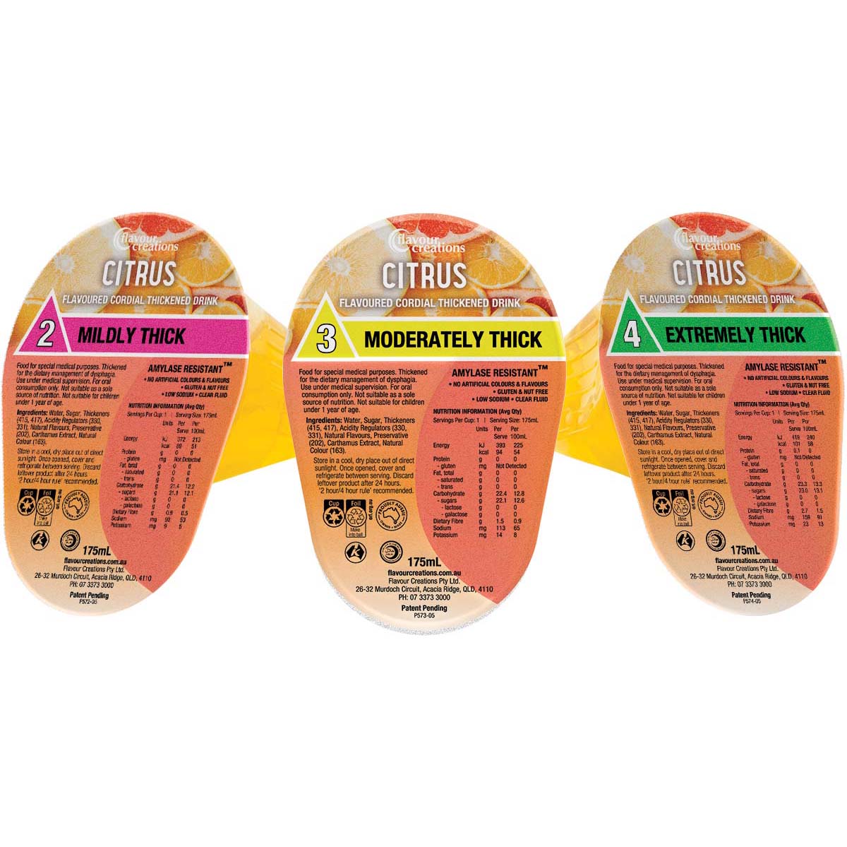 Flavour Creations Citrus Cordial 3 Moderately Thick 175ml Dysphagia RTD - Ctn 24
