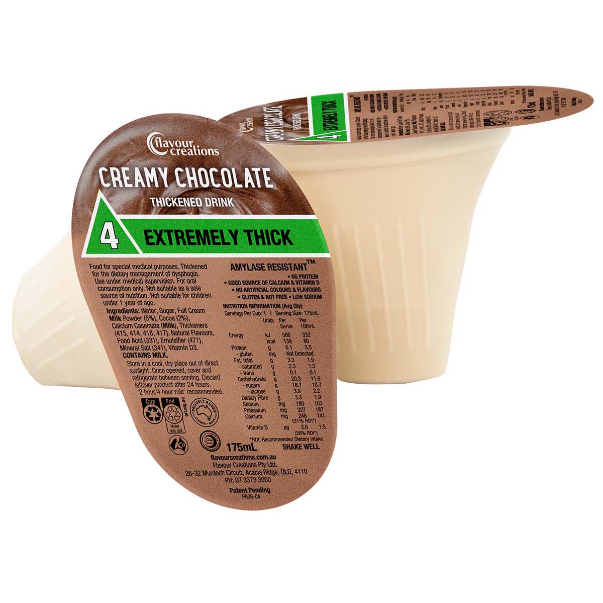 Flavour Creations Creamy Chocolate 4 Extremely Thick 175ml Dysphagia RTD - Ctn 24