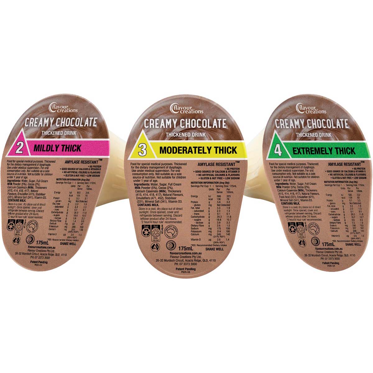 Flavour Creations Creamy Chocolate 2 Mildly Thick 175ml Dysphagia RTD - Pkt 12