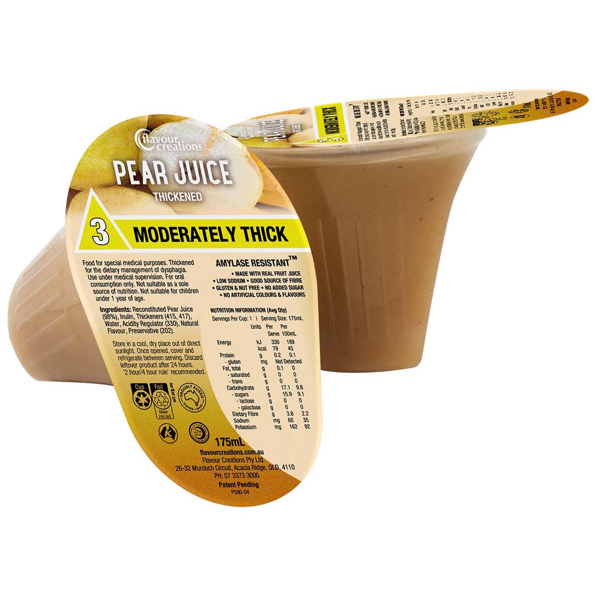 Flavour Creations Pear Juice 3 Moderately Thick 175ml Dysphagia RTD - Ctn 24