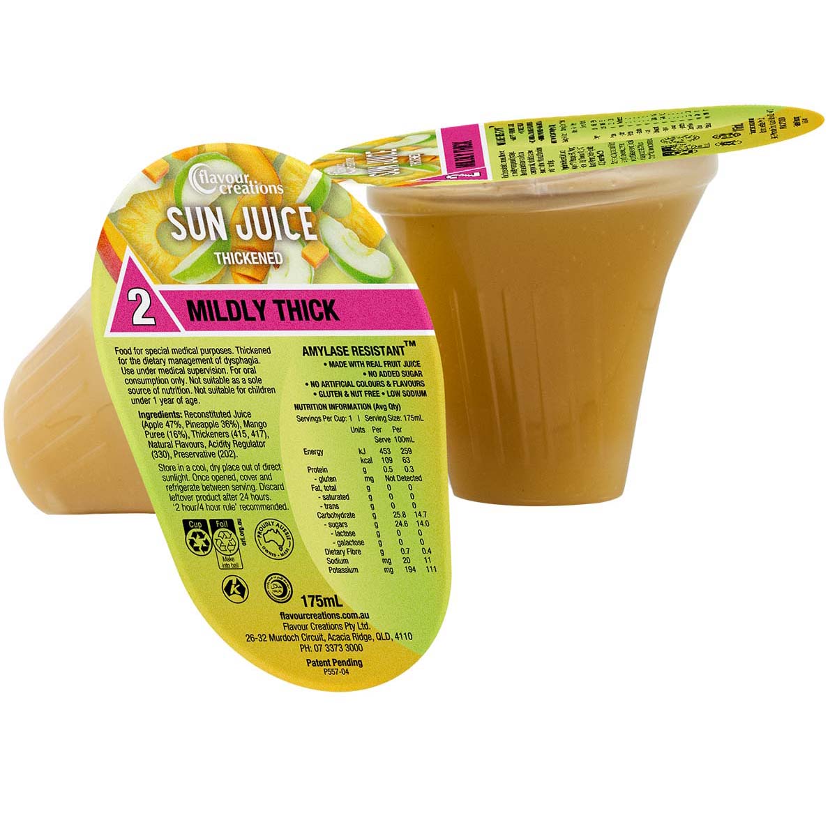Flavour Creations Sun Juice 2 Mildly Thick 175ml Dysphagia RTD - Ctn 24