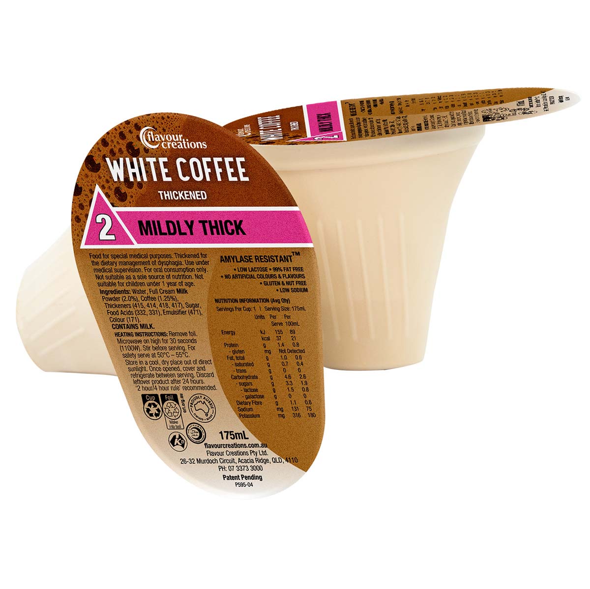 Flavour Creations White Coffee 2 Mildly Thick 175ml Dysphagia RTD - Ctn 24