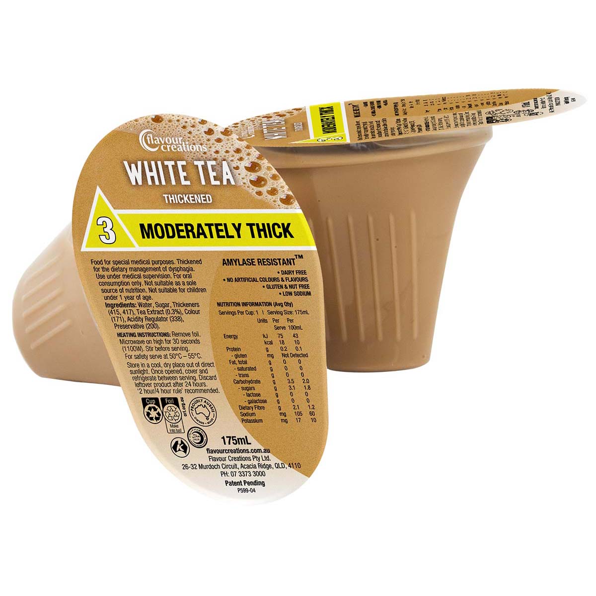 Flavour Creations White Tea 3 Moderately Thick 175ml Dysphagia RTD - Ctn 24