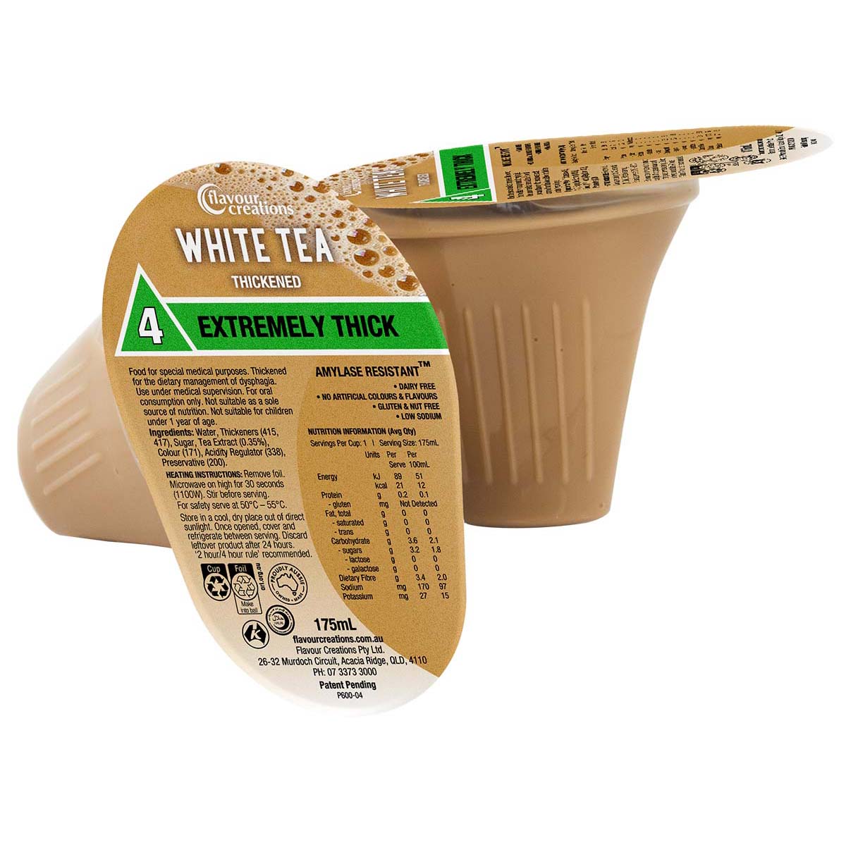 Flavour Creations White Tea 4 Extremely Thick 175ml Dysphagia RTD - Ctn 24