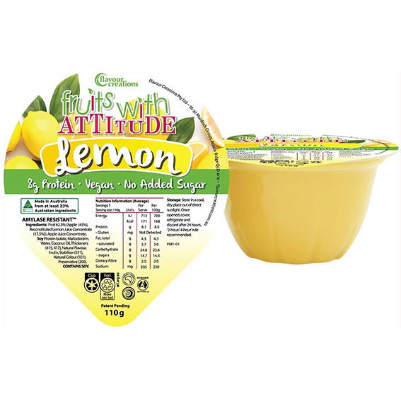 Flavour Creations Fruit with Attitude Lemon 110g - Ctn 36