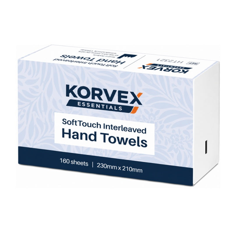 Korvex SoftTouch 1 ply Interleaved Towel 23x21cm - Ctn 20x160pcs