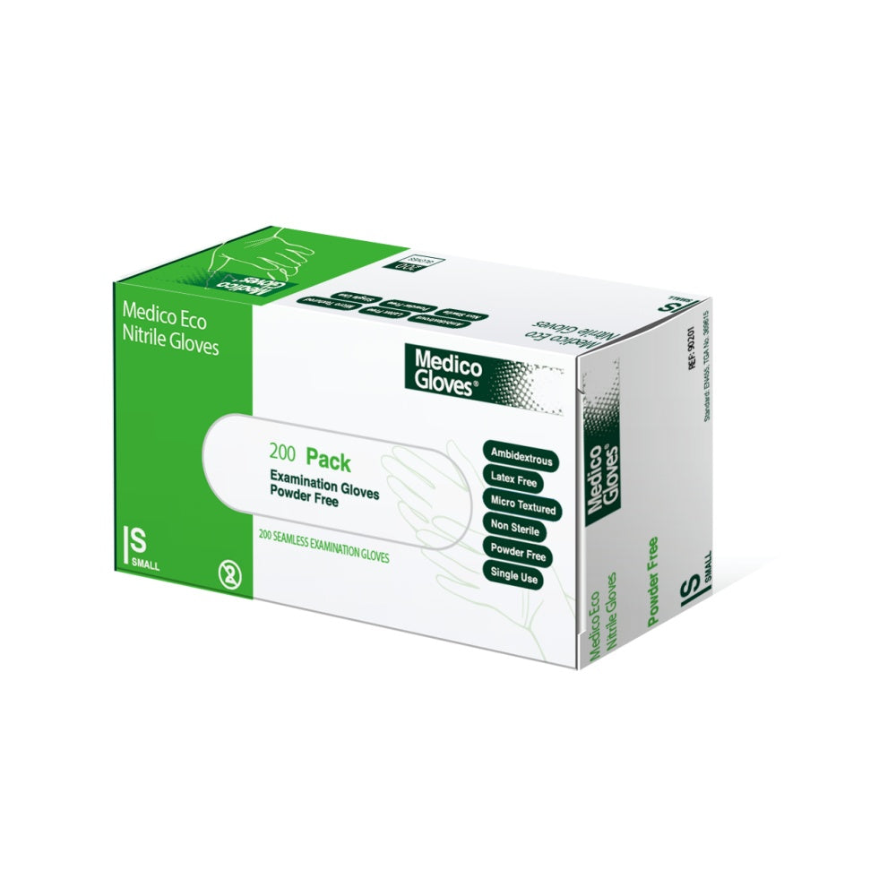 Medico Eco Blue Nitrile Exam Gloves Small - Box 200