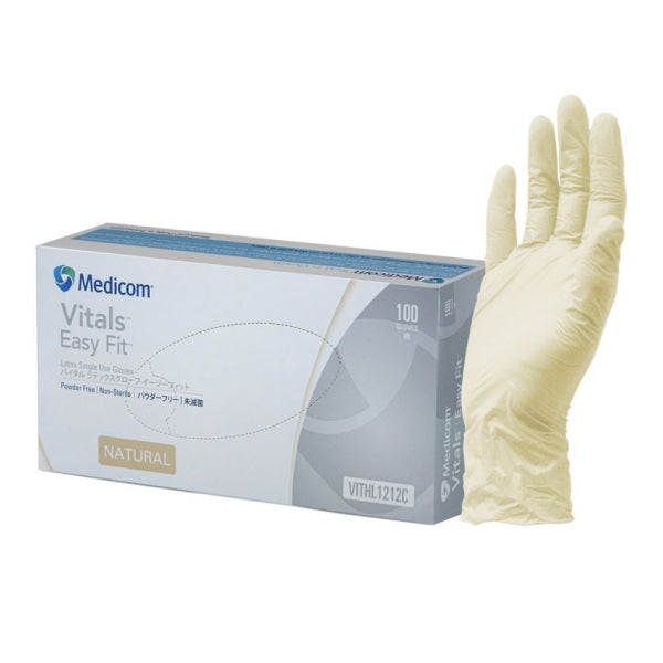 Vitals Latex P/F Exam Gloves Large - Box 100