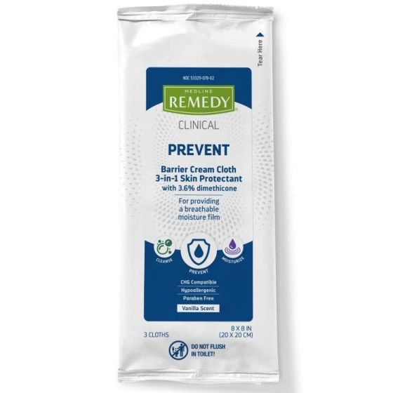 Medline Remedy Clinical Barrier Cream Cloths Scented pkt 8 - Ctn 32
