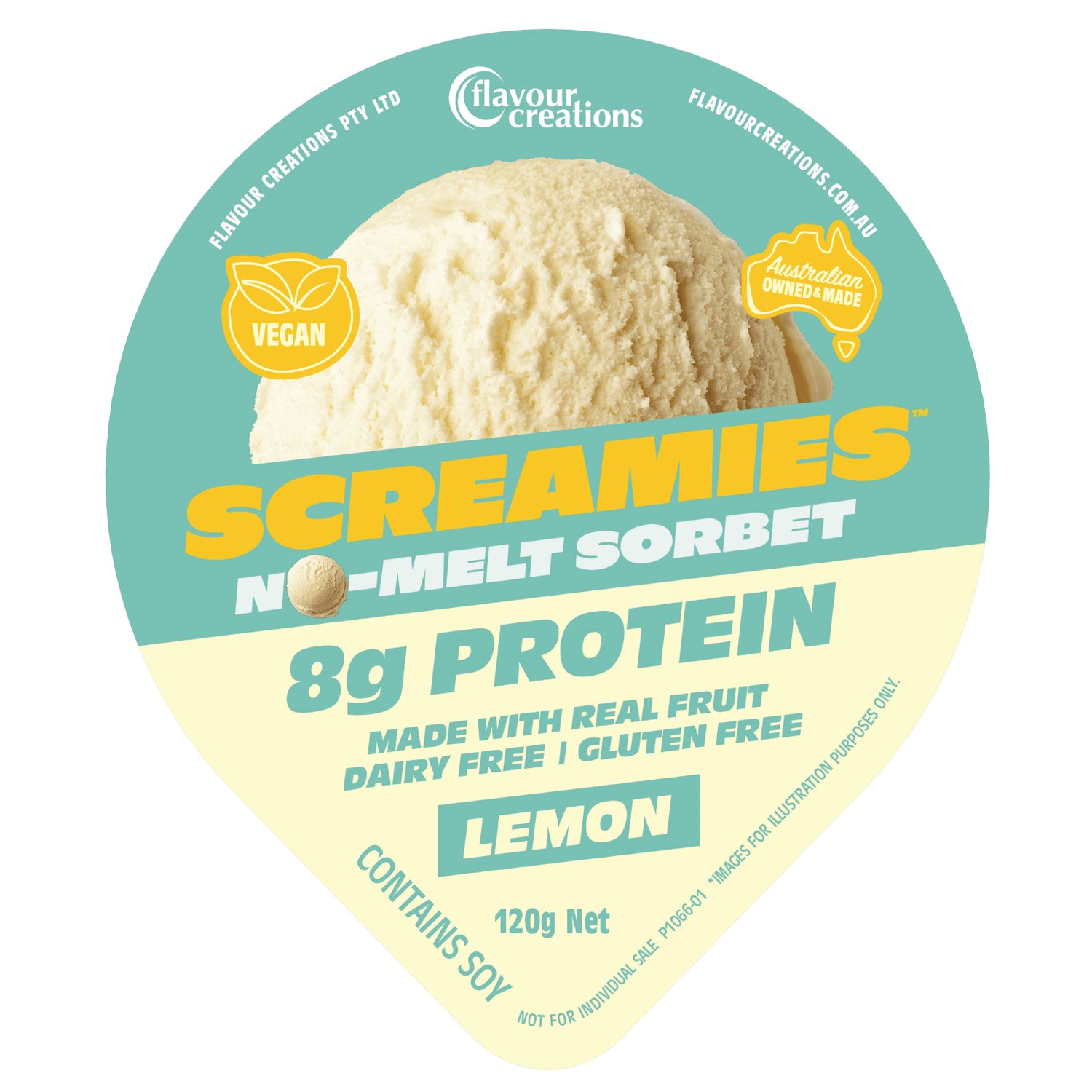 Flavour Creations SCREAMIES No-Melt Sorbet Lemon 120g - Ctn 36