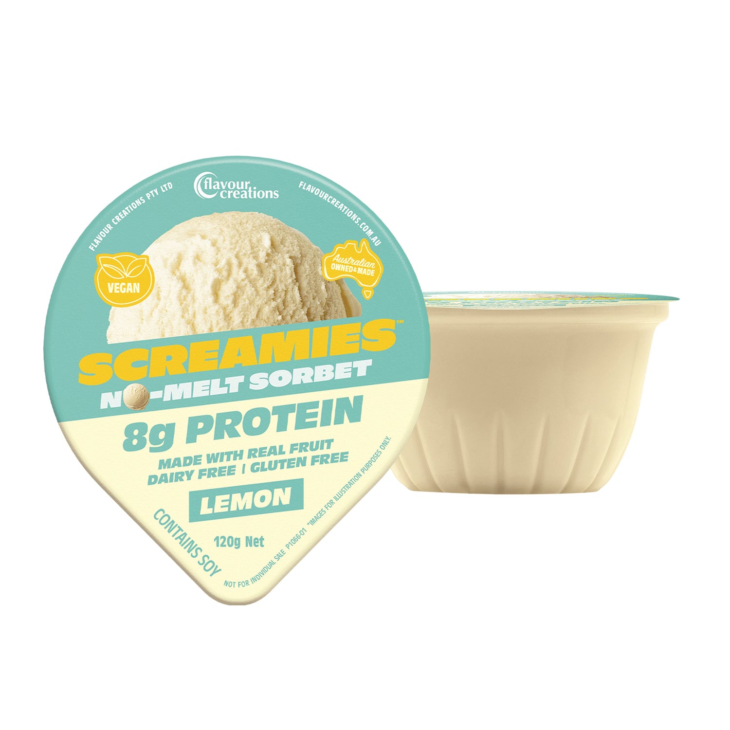 Flavour Creations SCREAMIES No-Melt Sorbet Lemon 120g - Ctn 36