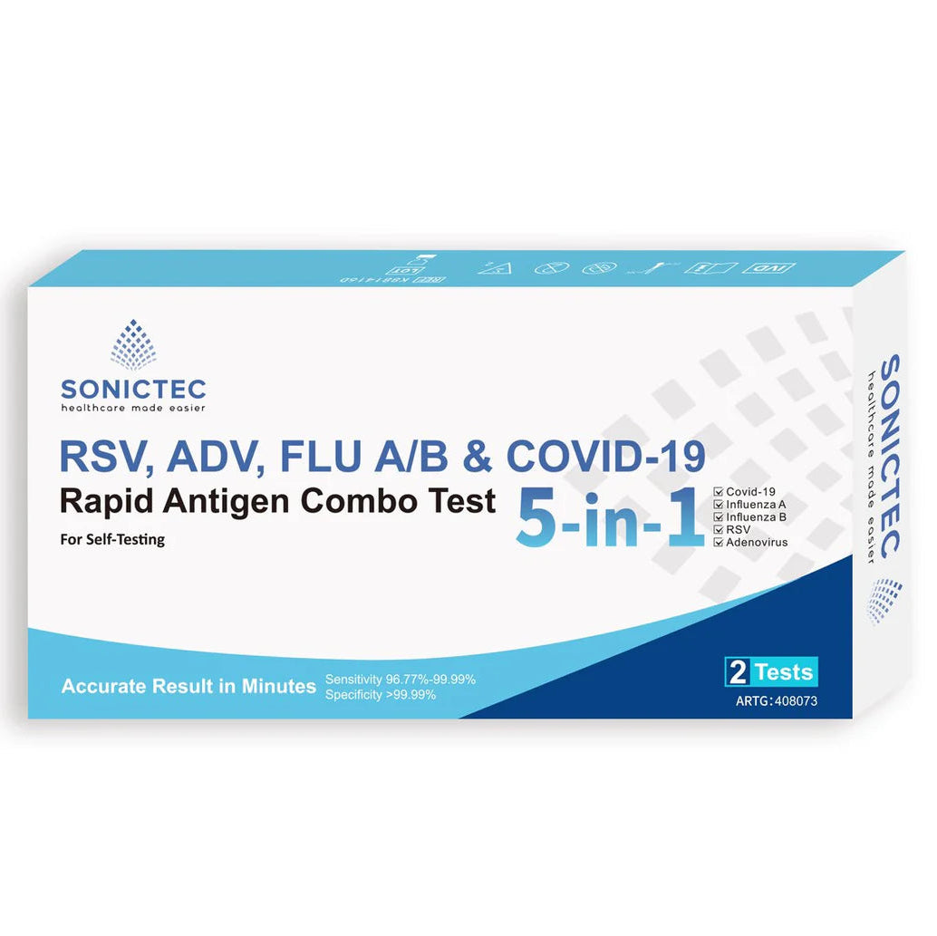 Sonictec Covid-19, ADV, RSV+Flu A&B (5in1) Nasal Antigen Rapid Test - Box 2