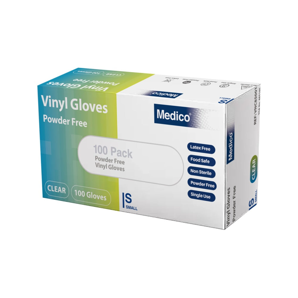 Medico Clear Vinyl P/F Gloves Small - Box 100