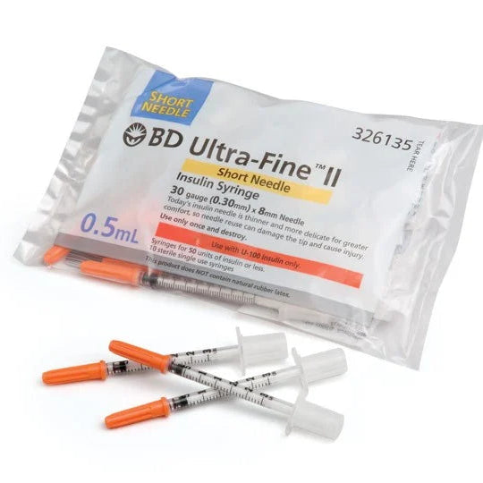 BD Ultra-Fine Insulin Syr 0.5ml 30G x 8mm - Box 100