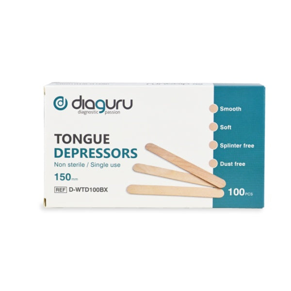 Diaguru Wooden Tongue Depressor - Box 100