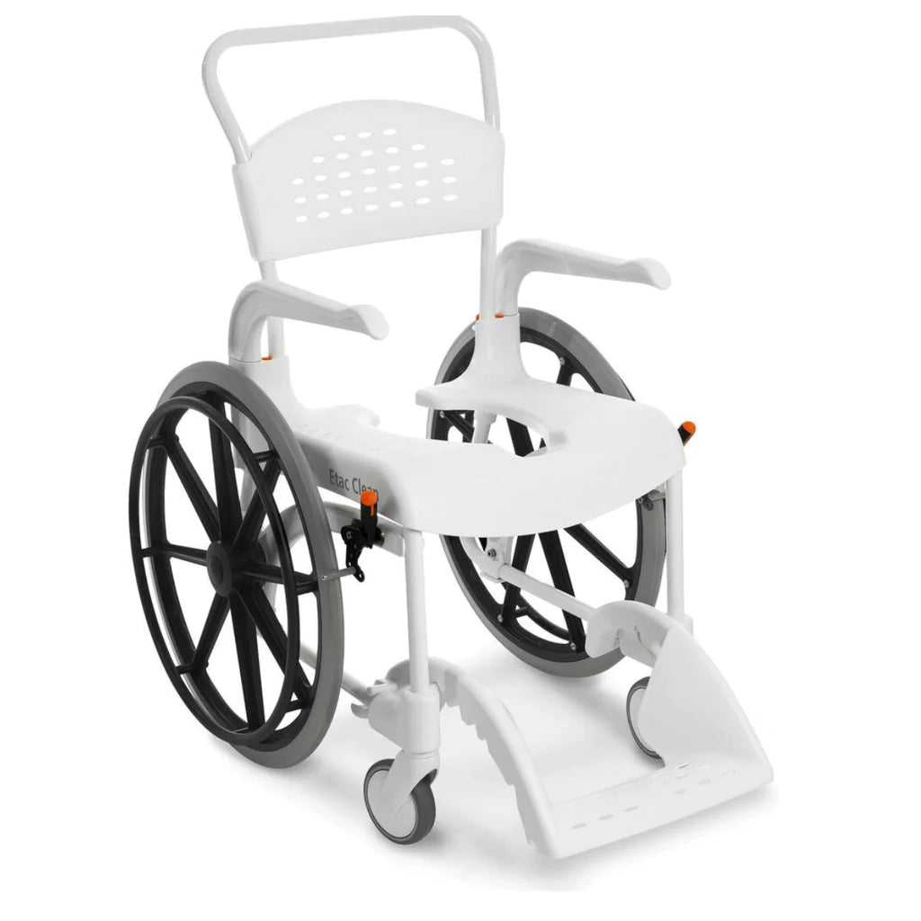 Etac Clean Self Propelled Shower Commode, 55cm White