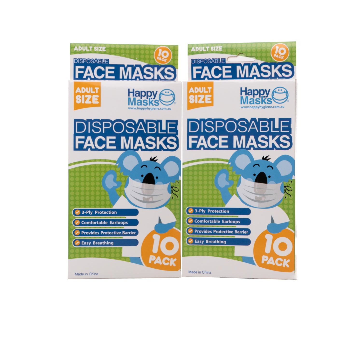 Happy Masks  Disp Face Mask Adult - Pkt 10
