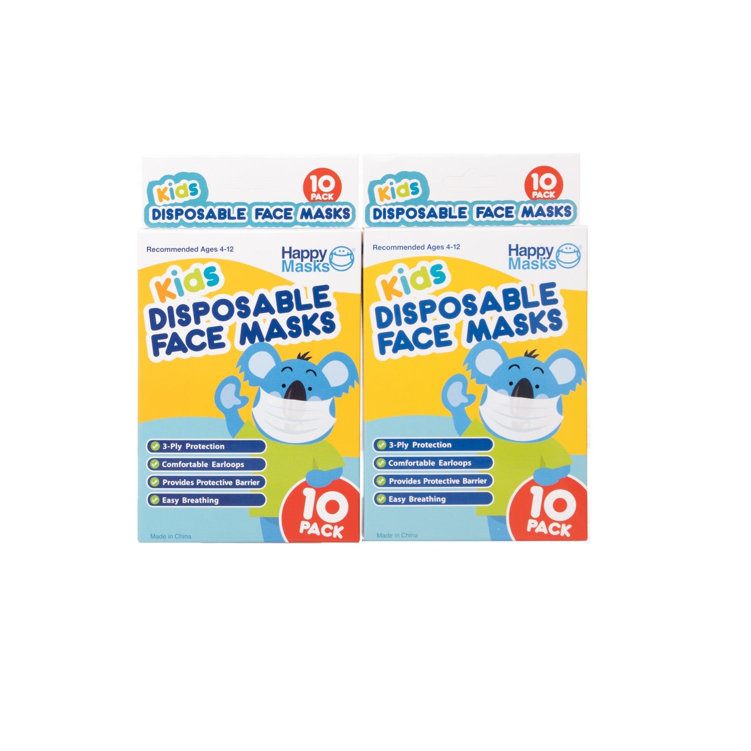 Happy Masks Kids Disposable Face Mask - Pkt 10